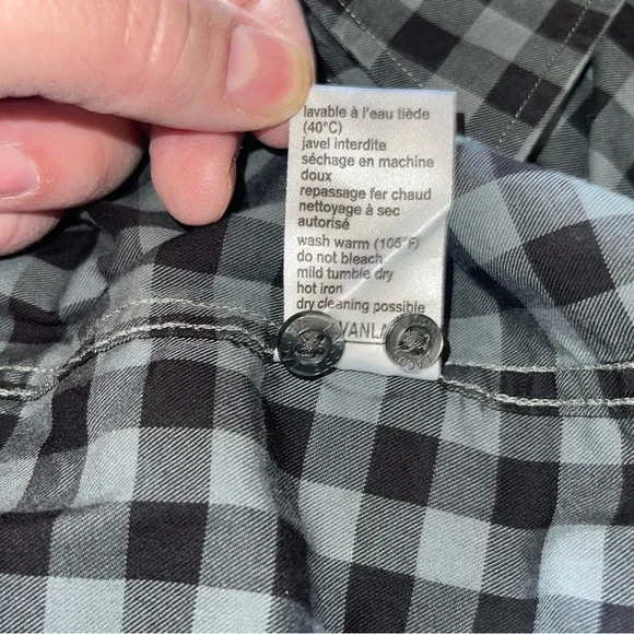 Lacoste Shirt Mens 46 Gray Check Modern Fit Long Sleeve Button Down Gray Black - Picture 9 of 9